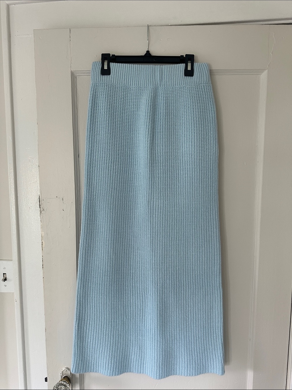 Amazon Light Blue Ribbed Knit Maxi Skirt for Women
